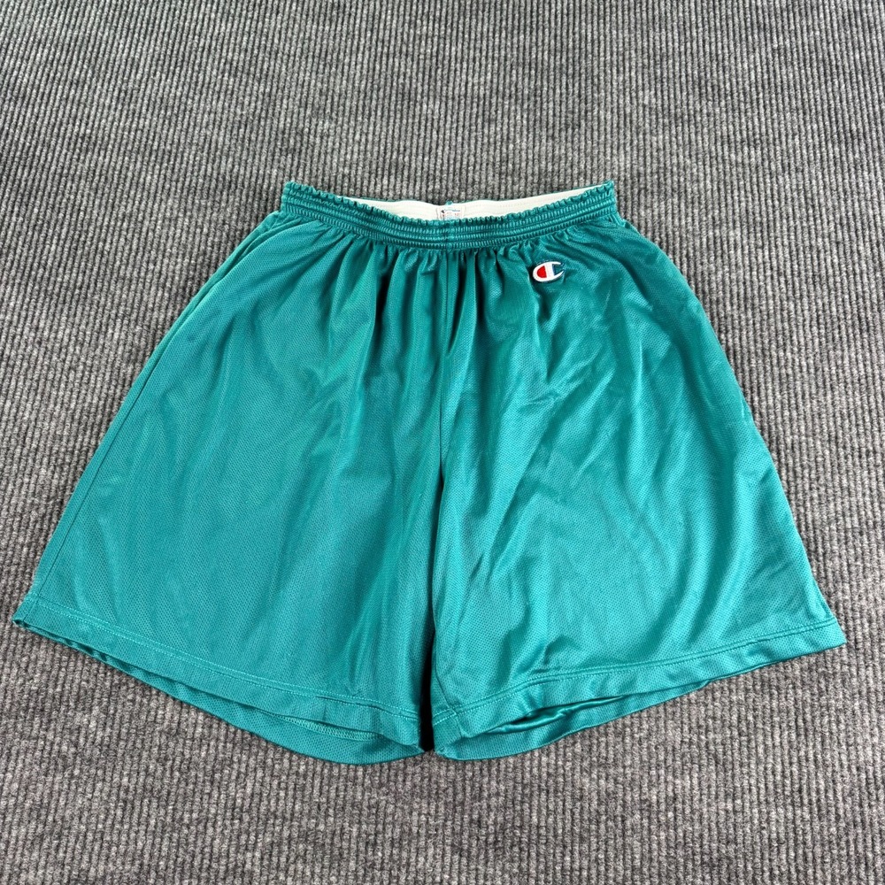 Champion Mesh Athletic Shorts Men XL Green Teal Drawstring USA Basketball Gym